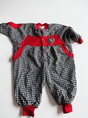 Vintage Maji Maji Aviator Romper 2T Red Plaid Pilot Jumpsuit